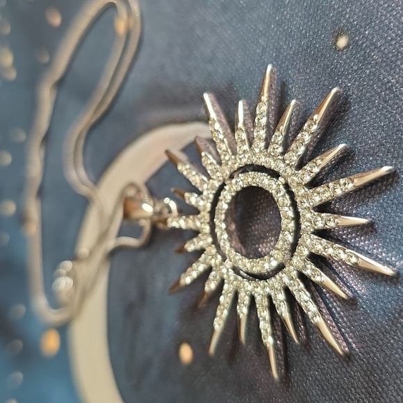 Silver Celestial Sunburst CZ Pendant Necklace - Picture 5 of 10